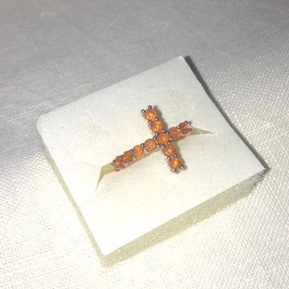 Mexican fire opal cross ring size 7 - Picture 1 of 6